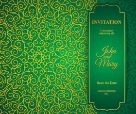 Orante green wedding invitation cards design vector 12