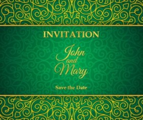 Orante green wedding invitation cards design vector 13