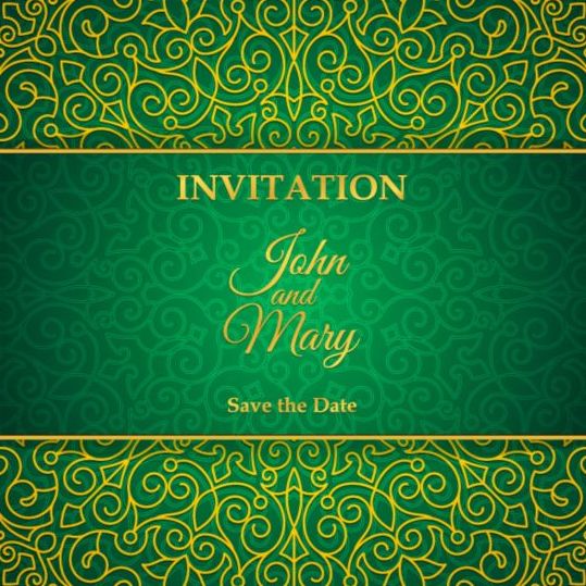 Orante green wedding invitation cards design vector 13