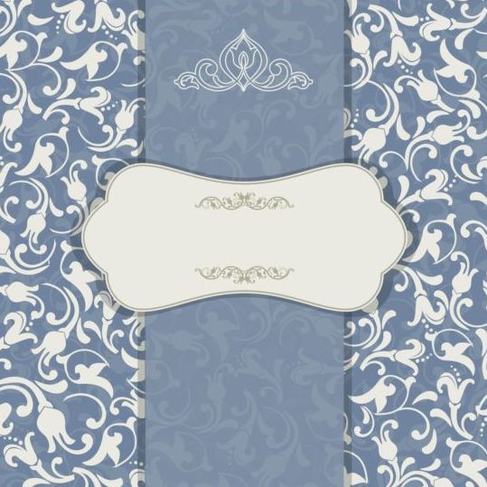 Ornate blue invitation background vector free download