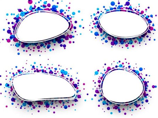 Oval frame with color round dots vector 01