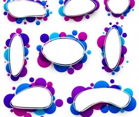 Oval frame with color round dots vector 02