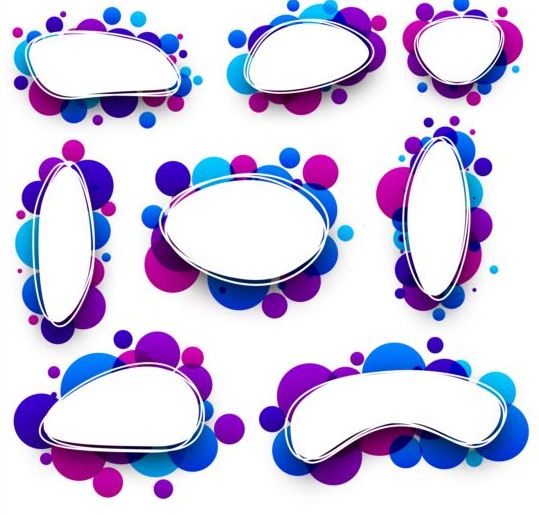 Oval frame with color round dots vector 02