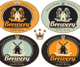 Ovals brewery label vintage vector 01