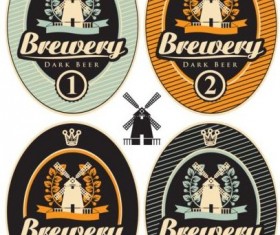 Ovals brewery label vintage vector 02