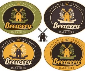 Ovals brewery label vintage vector 03