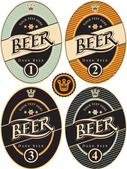 Ovals brewery label vintage vector 04