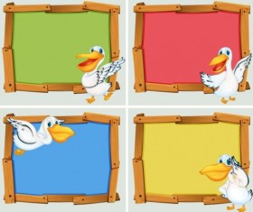 Pelecanus with wooden frame vector