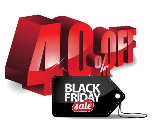Percentage off with black friday sale tags vector 04