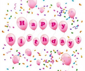 Pink balloon with birthday background vector