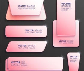 Pink paper banner vector set 01