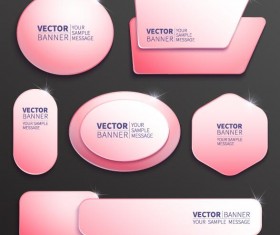 Pink paper banner vector set 02