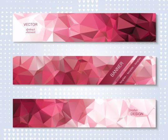 Polygonal with banners template vector 02