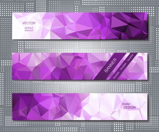 Polygonal with banners template vector 03