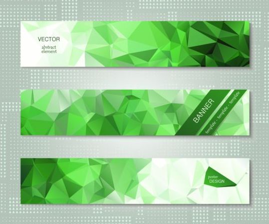 Polygonal with banners template vector 04