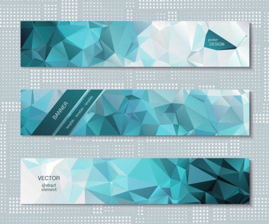 Polygonal with banners template vector 07