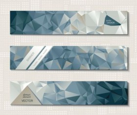 Polygonal with banners template vector 08