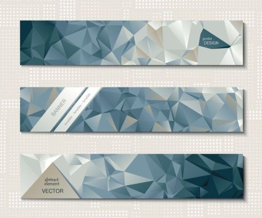 Polygonal with banners template vector 08