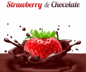 Poster starwberry chocolate splash vector