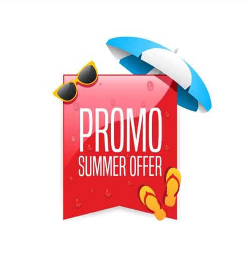 Promo summer offer labels vector design 01