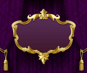 Purple curtain with golden frame vector