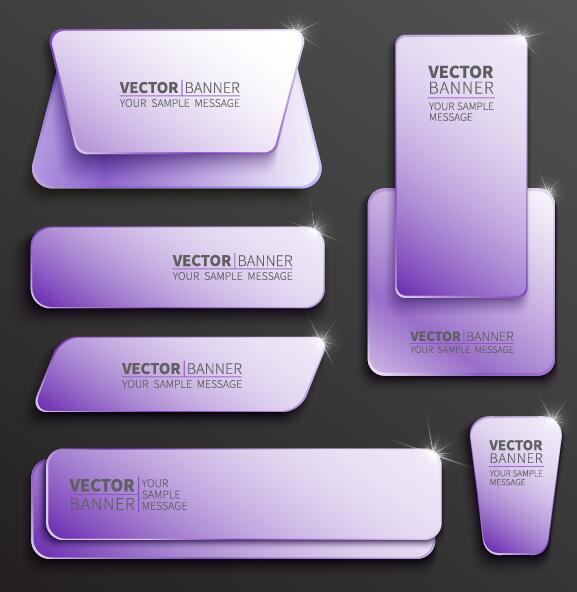 Purple web banner vector set 01