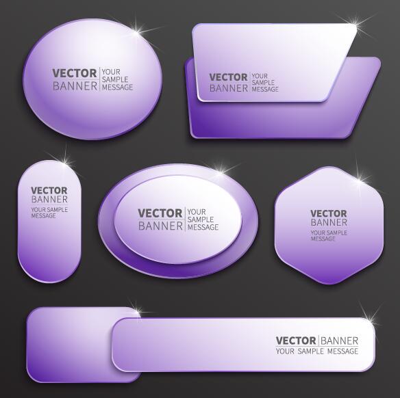 Purple web banner vector set 02
