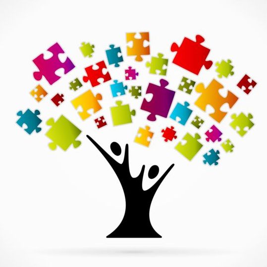 Puzzle with tree vector