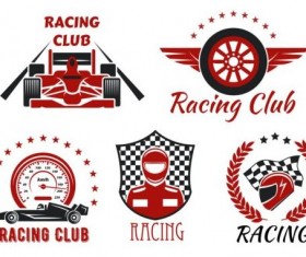 Racing club labels design vector