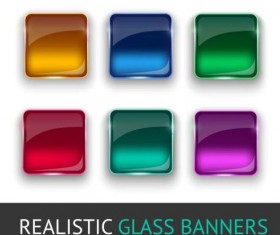 Realistic glass buttons vector set