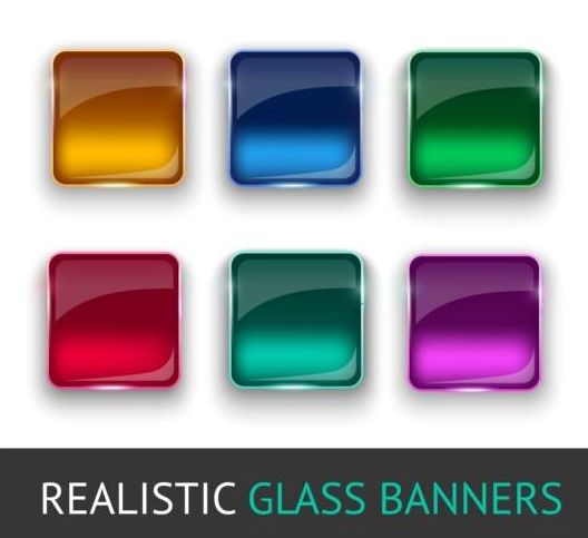 Realistic glass buttons vector set