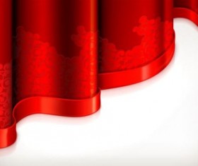 Red curtain with decorative tape vector 01
