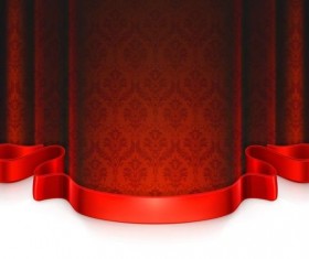 Red curtain with decorative tape vector 02