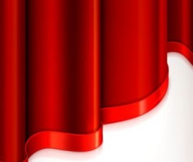 Red curtain with decorative tape vector 03