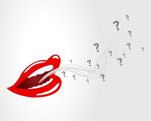 Red lips with question mark vector 01