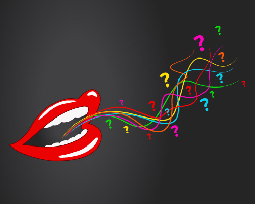 Red lips with question mark vector 02