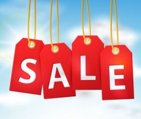 Red sale tags vector set 02