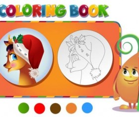 Reindeer christmas coloring book vector