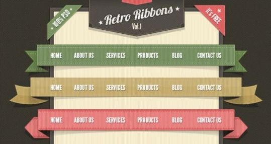 Retro Web Ribbons PSD material
