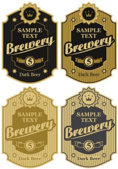 Retro brewery label sticker vector 01