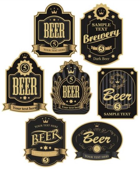 Retro brewery label sticker vector 04