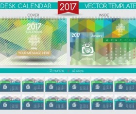 Retro desk calendar 2017 vector template 02