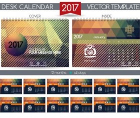 Retro desk calendar 2017 vector template 03