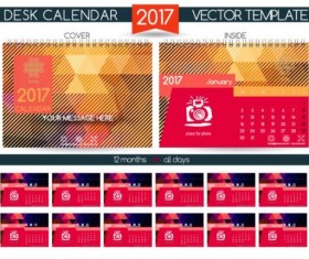 Retro desk calendar 2017 vector template 04