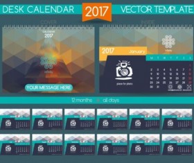 Retro desk calendar 2017 vector template 05