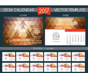 Retro desk calendar 2017 vector template 06