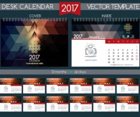 Retro desk calendar 2017 vector template 07