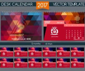 Retro desk calendar 2017 vector template 08