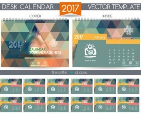 Retro desk calendar 2017 vector template 09