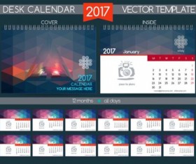Retro desk calendar 2017 vector template 10